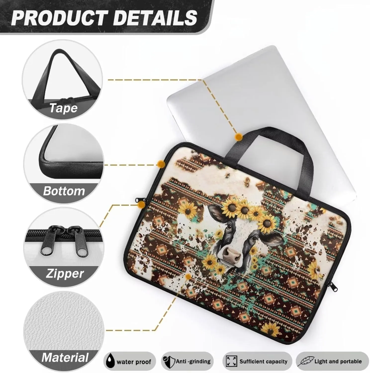 Laptop Sleeve Case Travel Laptop Bag with Handle Shockproof Carrying Briefcase Large Capacity Tablet Bag