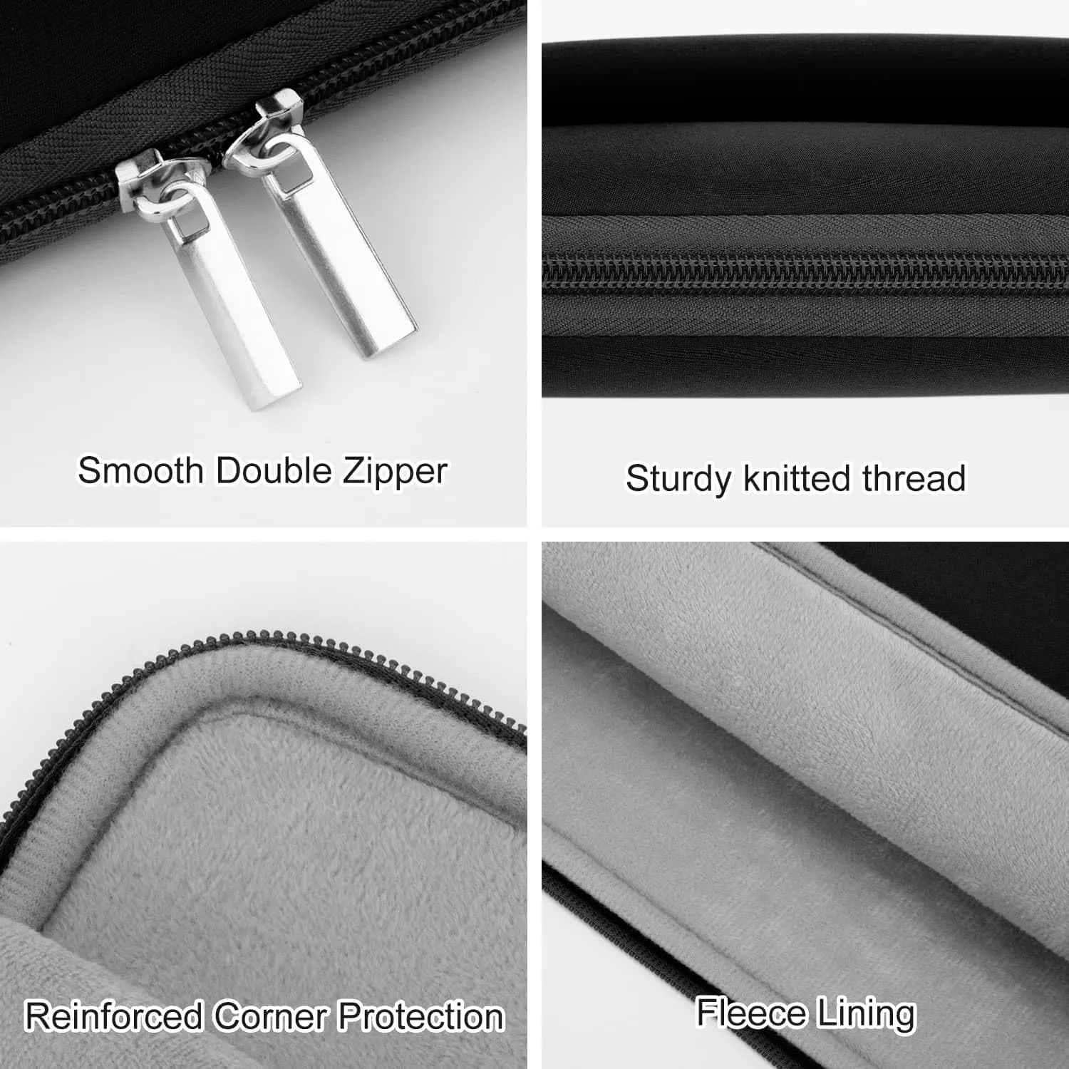 Laptop Sleeve Case with Zipper Accessory Pocket Compatible with 13 to 14 inches MacBook Air/Pro HP Acer Padded Computer Pouch Cover Shockproof Protective for 13 to 14 Laptop/Chromebook/Tablet,Black