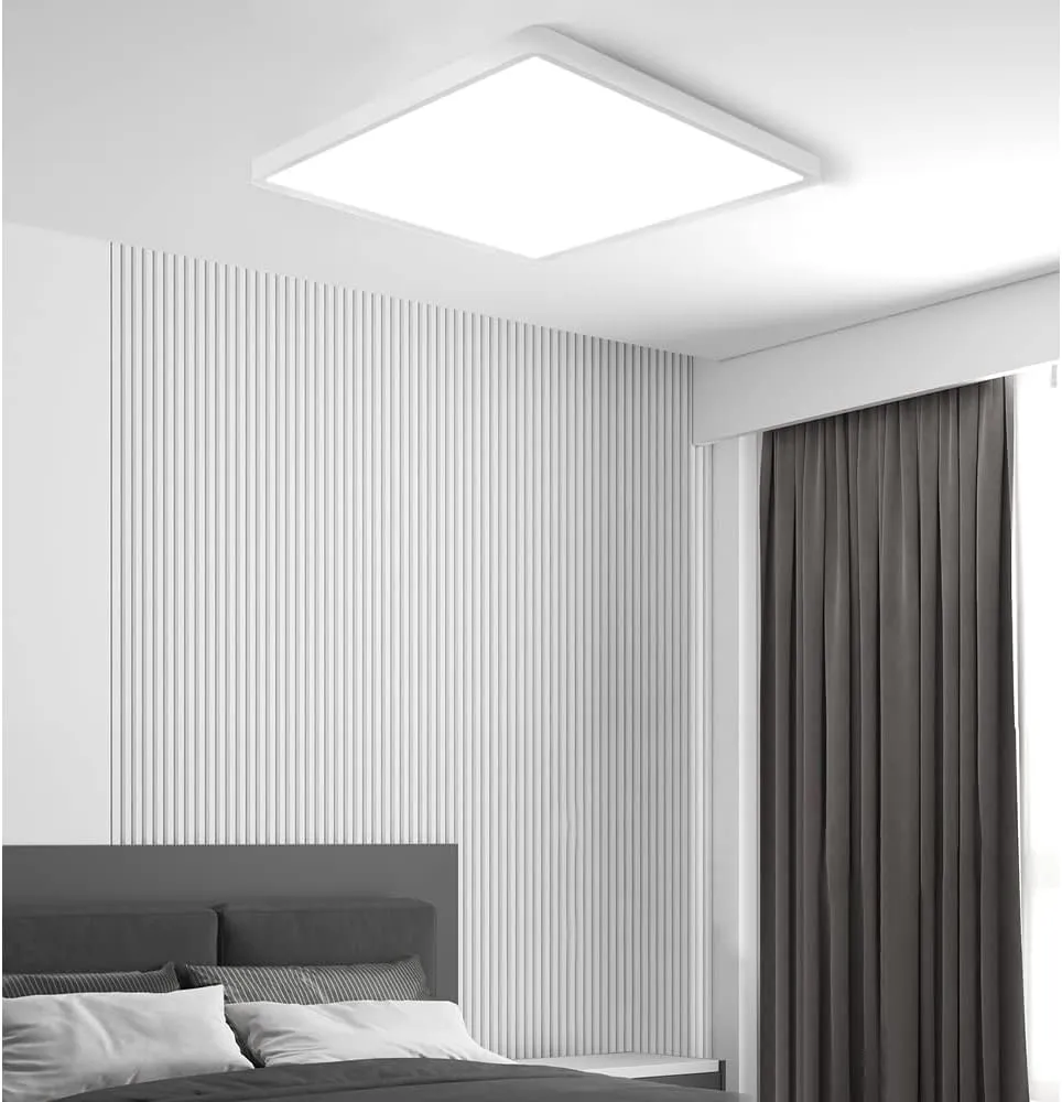 LED Flush Mount Ceiling Light Fixture, 5000K Daylight White, 12inch 24W, 3200LM, Slim Flat Panel Lighting Fixture, Square Modern Ceiling Lamp for Bedroom, Kitchen, Living Room, Closet, Stairwell