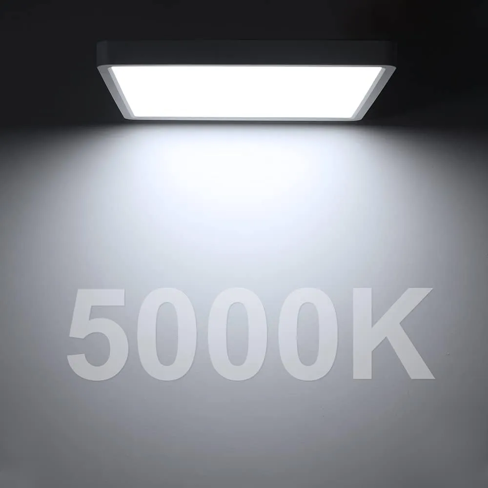 LED Flush Mount Ceiling Light Fixture, 5000K Daylight White, 12inch 24W, 3200LM, Slim Flat Panel Lighting Fixture, Square Modern Ceiling Lamp for Bedroom, Kitchen, Living Room, Closet, Stairwell