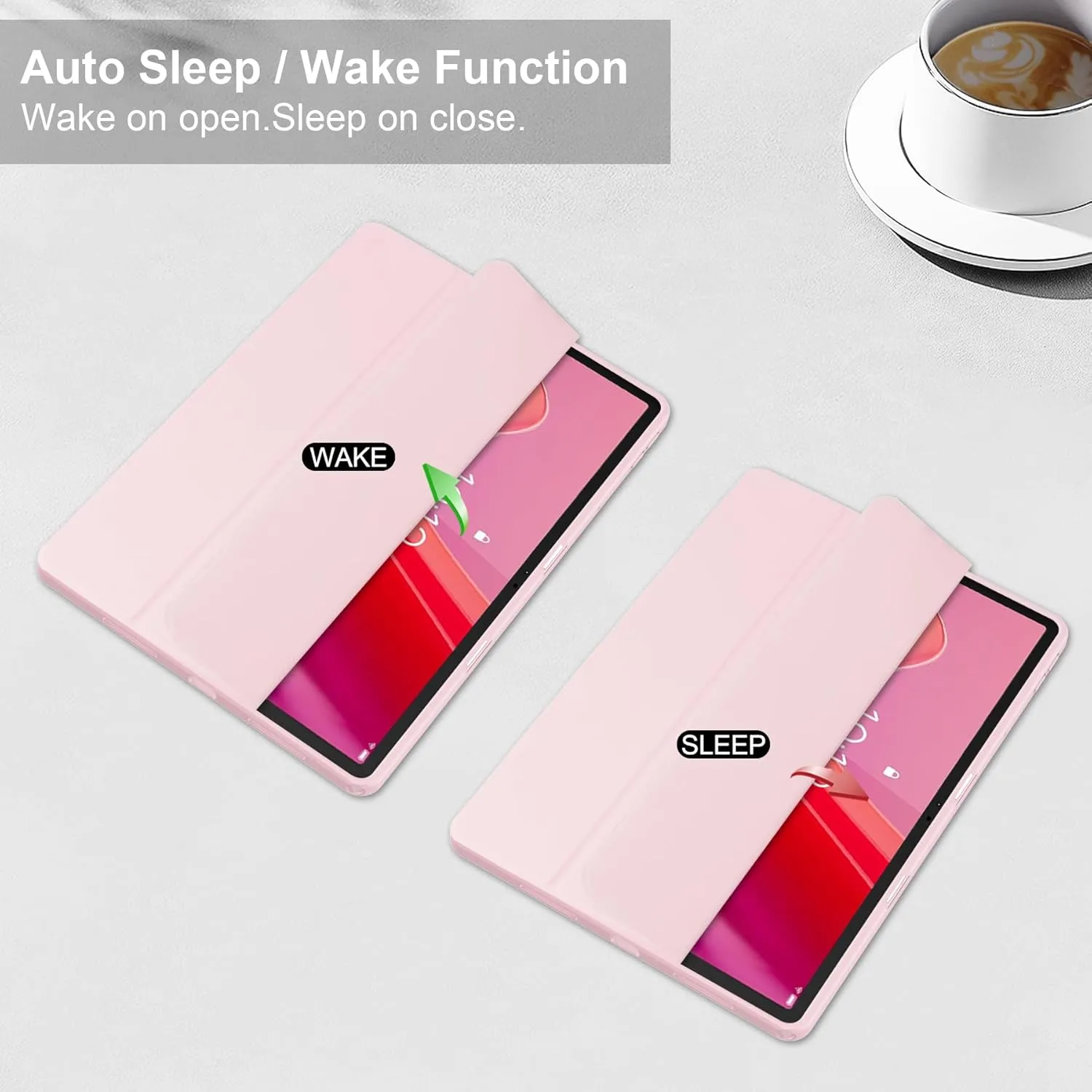 Lenovo Tab M11 11 inch Case with Pen Holder, Transparent Clear Acrylic Soft TPU Protective Cover for Lenovo M11 Tablet TB330FU, Pink