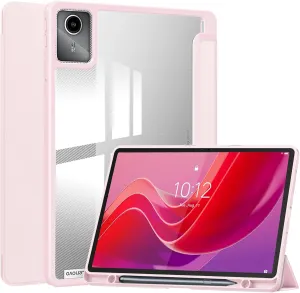 Lenovo Tab M11 11 inch Case with Pen Holder, Transparent Clear Acrylic Soft TPU Protective Cover for Lenovo M11 Tablet TB330FU, Pink