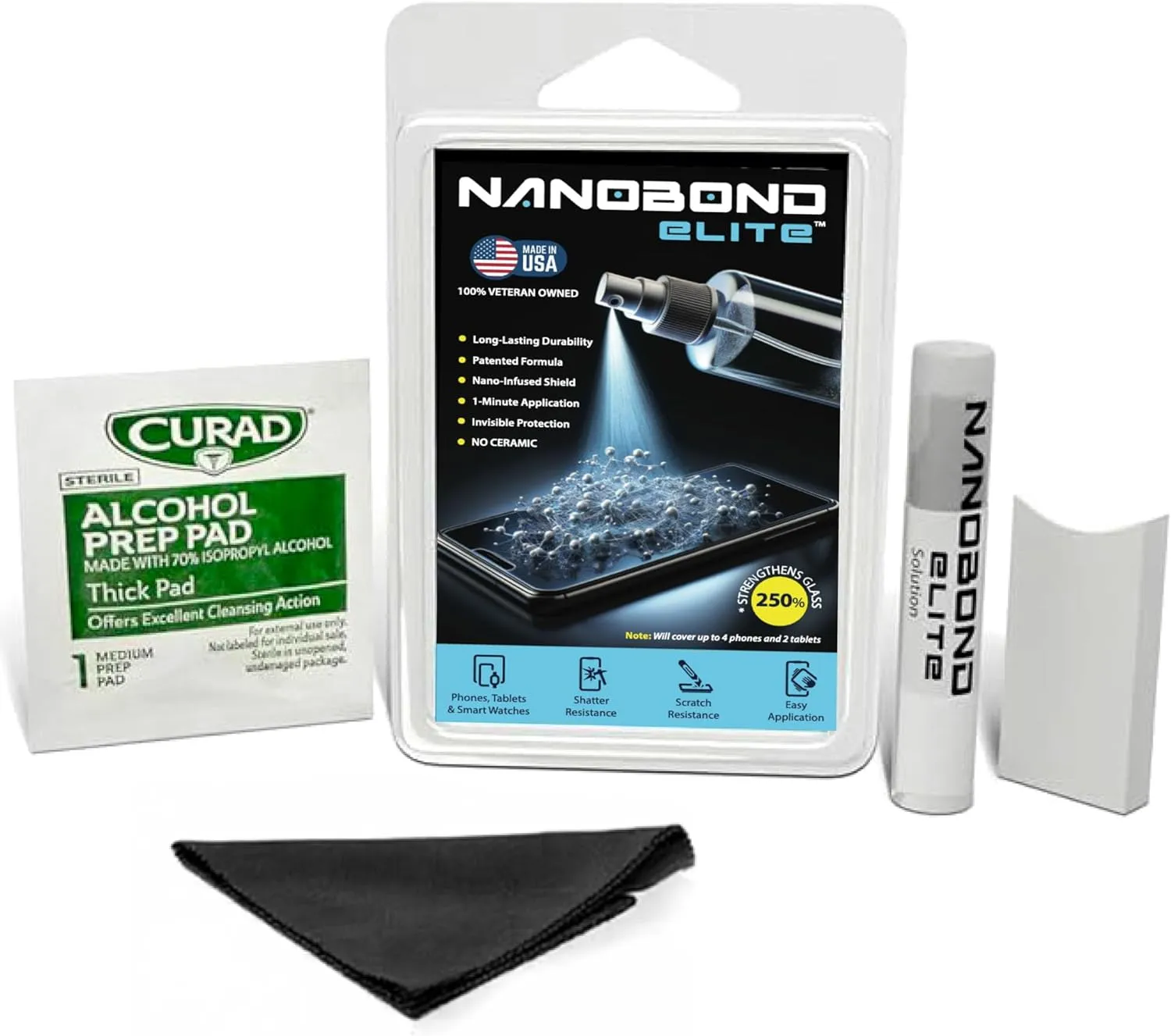 Liquid Screen Protector  Patented Nano-Infused Shield for Phones, Tablets, and Smartwatches  Invisible 1-Minute Application, Strengthens Glass by Up to 250%  No Ceramic