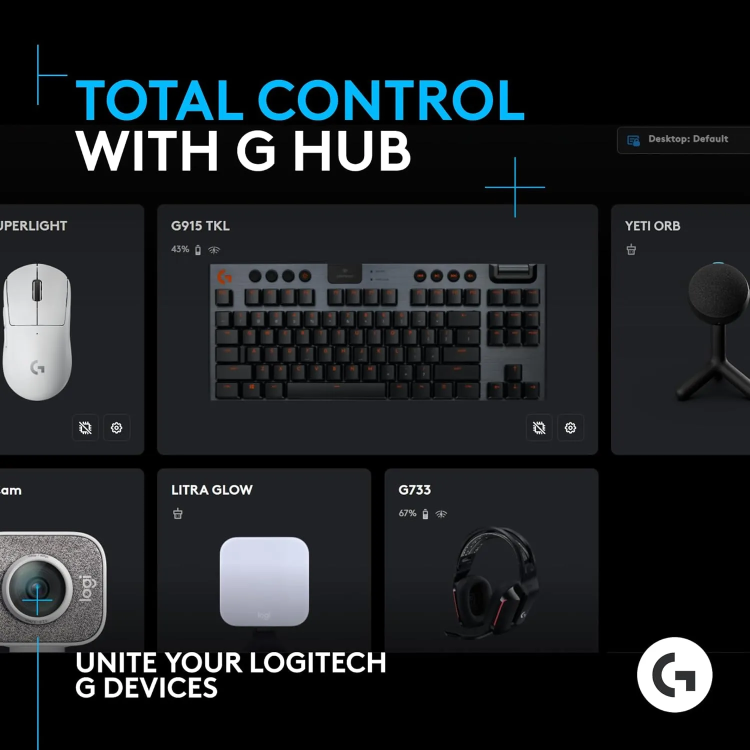 Logitech G Yeti Orb Condenser RGB Gaming Microphone with LIGHTSYNC, USB Mic for Streaming, Cardioid, USB Plug and Play for PC/Mac - Black