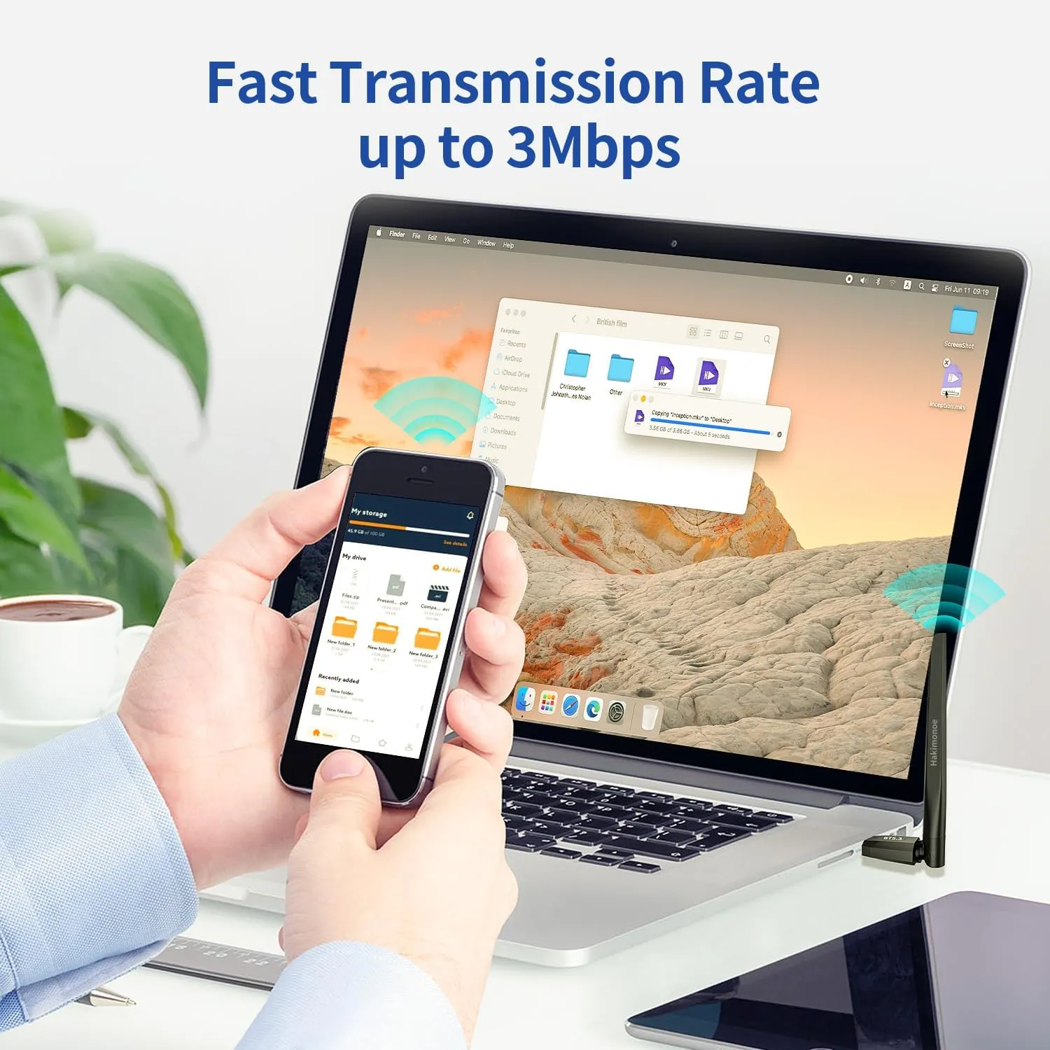 Long Range USB Bluetooth 5.3 Adapter for PC Desktop, 150M Wireless Transmitter Dongle for Windows 11/10/8.1 Laptop Computer Pair Bluetooth Headset Headphones Speaker Mouse Keyboard Printer Plug n Play