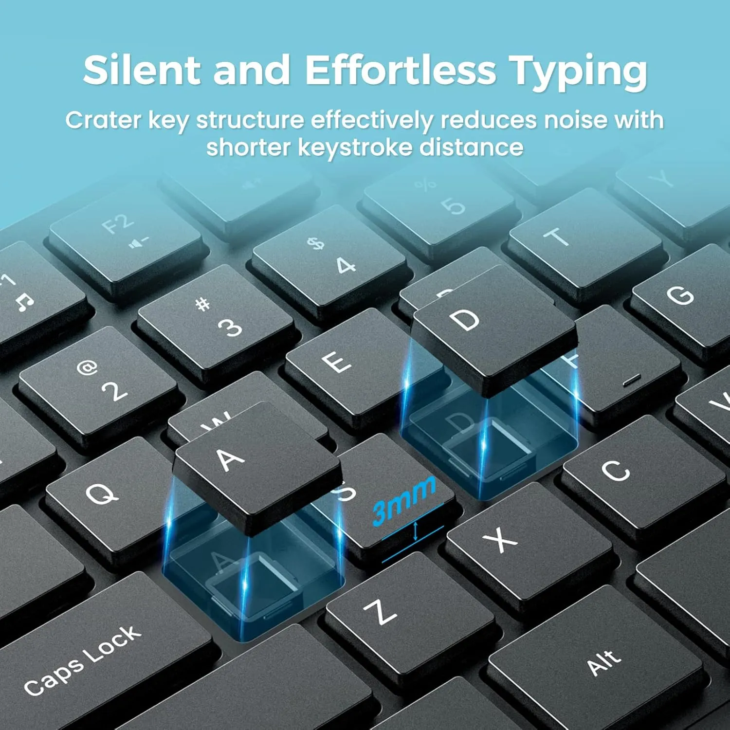 Lovaky MK98 Wireless Keyboard, 2.4G Ergonomic, Computer Keyboard, Enlarged Indicator Light, Full Size PC Keyboard with Numeric Keypad for Laptop, Desktop, Surface, Chromebook, Notebook, Black