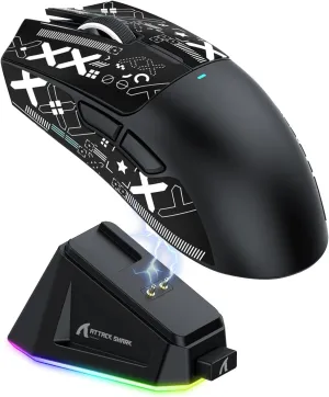 MAGIC-REFINER Attack Shark X11 59g Superlight Wireless Gaming Mouse with Grip Tape, RGB Charging DockBT/2.4G Wireless/Wired Pc Mouse, 22000 DPI,5 Programmable Buttons for Pc/Mac(Black)