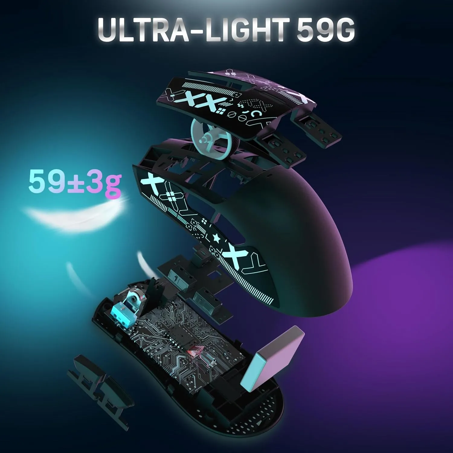 MAGIC-REFINER Attack Shark X11 59g Superlight Wireless Gaming Mouse with Grip Tape, RGB Charging DockBT/2.4G Wireless/Wired Pc Mouse, 22000 DPI,5 Programmable Buttons for Pc/Mac(Black)