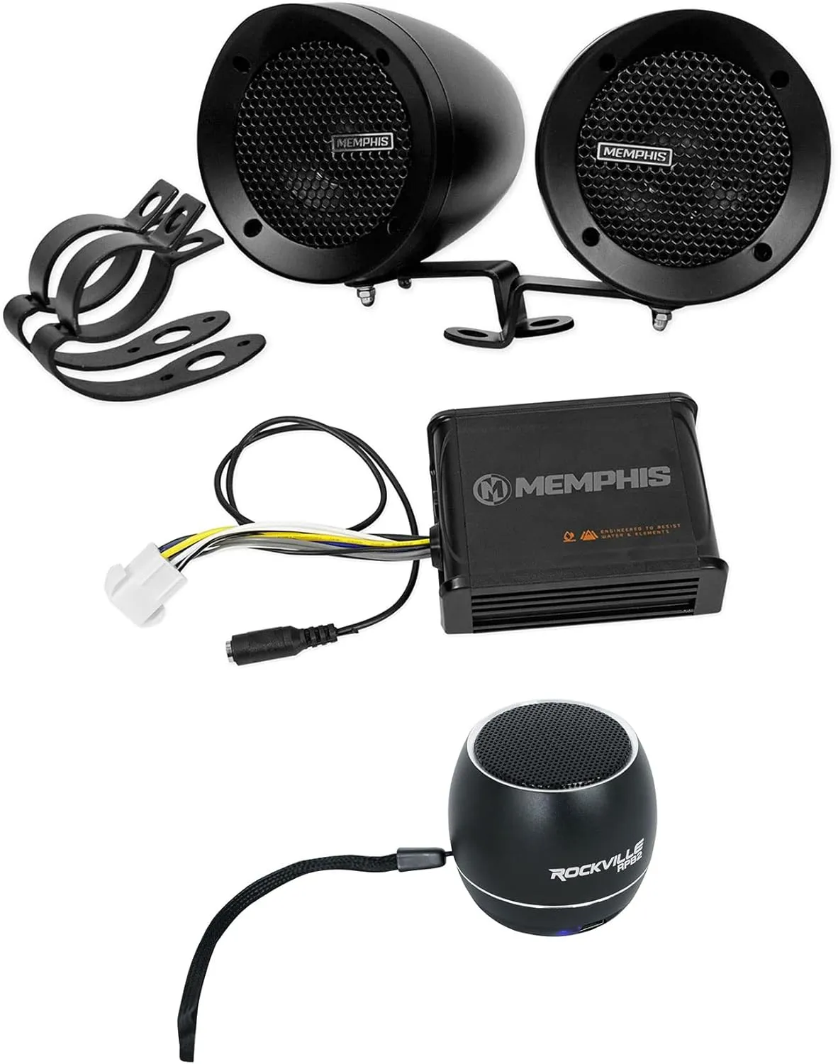 Memphis MXABMB2 (2) Powersports Speakers Amplifier Portable Bluetooth Speaker