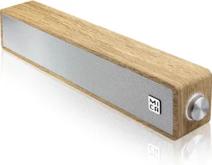 MICA Computer Speakers, Wired Computer Sound Bar, Wooden Mini Soundbar, USB Powered PC Speakers 3.5mm AUX & PC Input (Yellow)