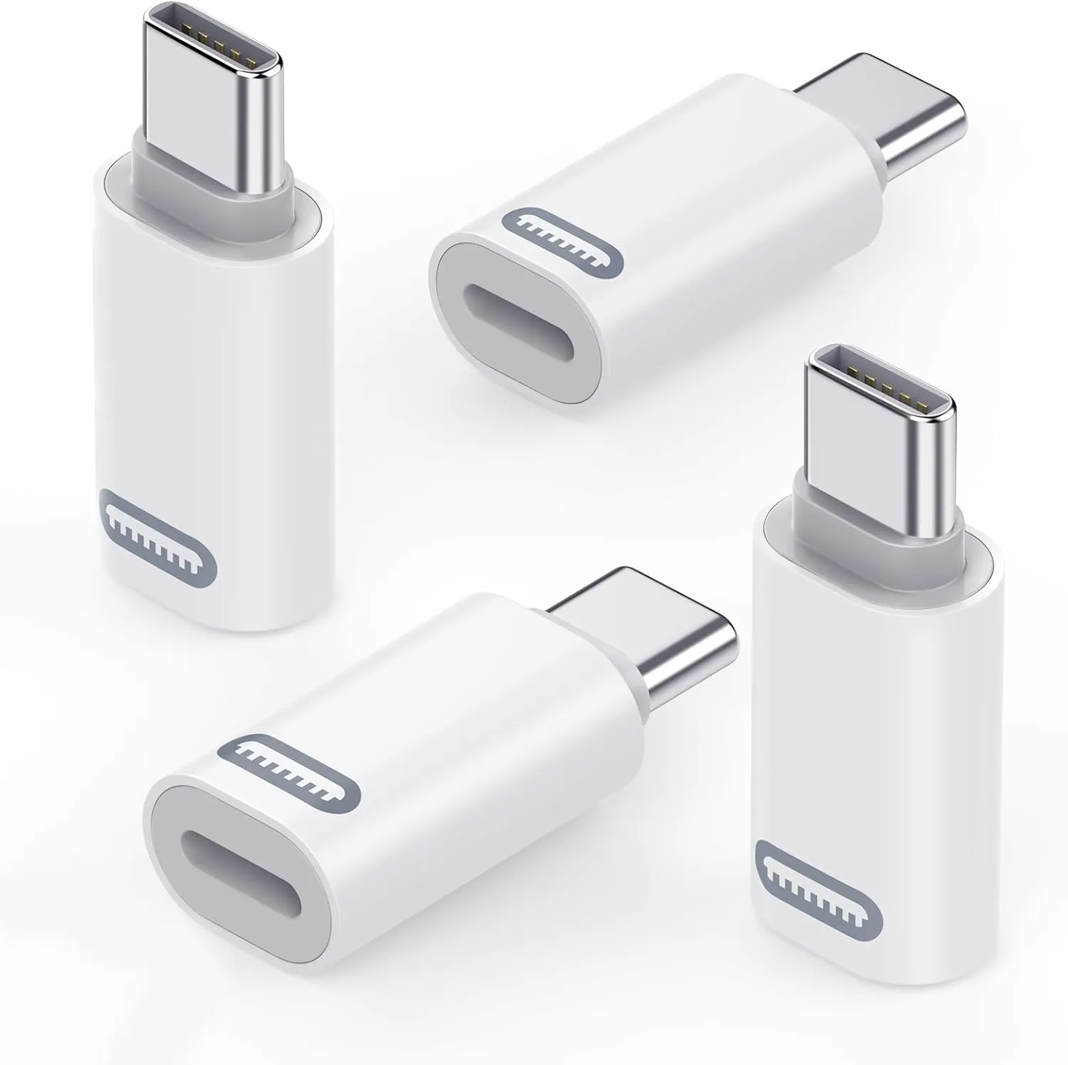 MoKo Lightning to USB-C Adapter 4-Pack, Lightning to USB-C for iPhone 15/16 Pro/Pro Max/Plus, Galaxy S24, iPad - Fast Charging, White PD
