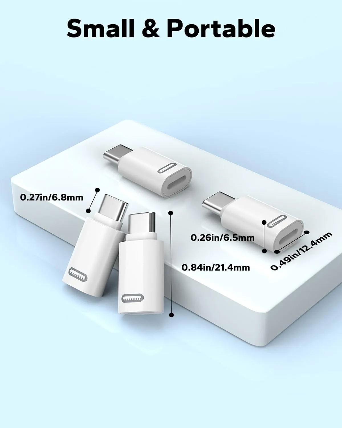 MoKo Lightning to USB-C Adapter 4-Pack, Lightning to USB-C for iPhone 15/16 Pro/Pro Max/Plus, Galaxy S24, iPad - Fast Charging, White PD