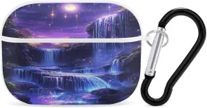 Moon Waterfall Earbud Case Bluetooth Headphone Case Full Protective Case with Keychain Compatible with Airpods Pro White-Style