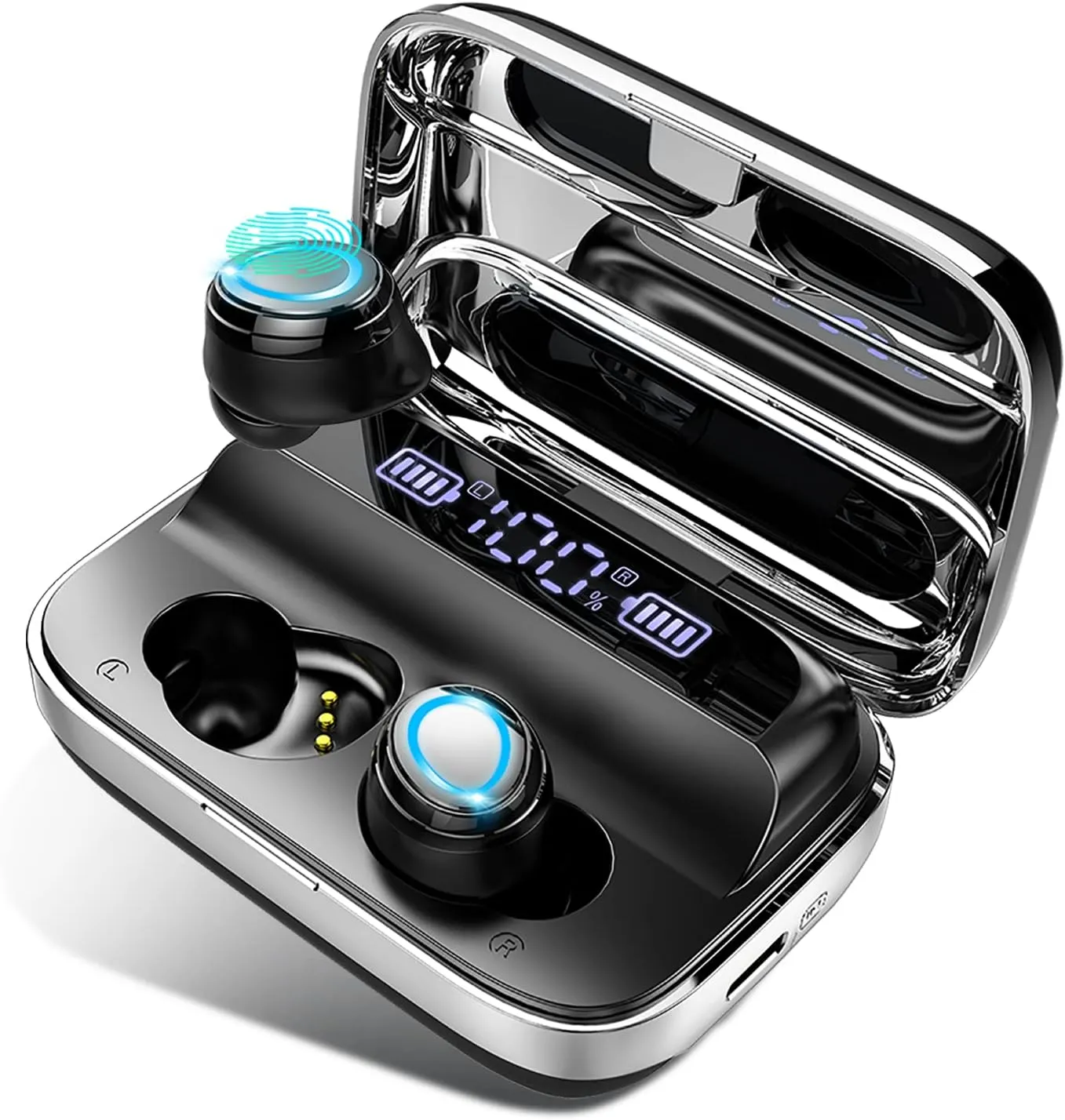 Motast Wireless Earbuds, Bluetooth 5.3 Earbuds 140H Playtime Headphones HD Stereo Noise Cancelling Earphones in Ear with Mic, USB-C Charging Case, IP7 Waterproof Headset for Sports