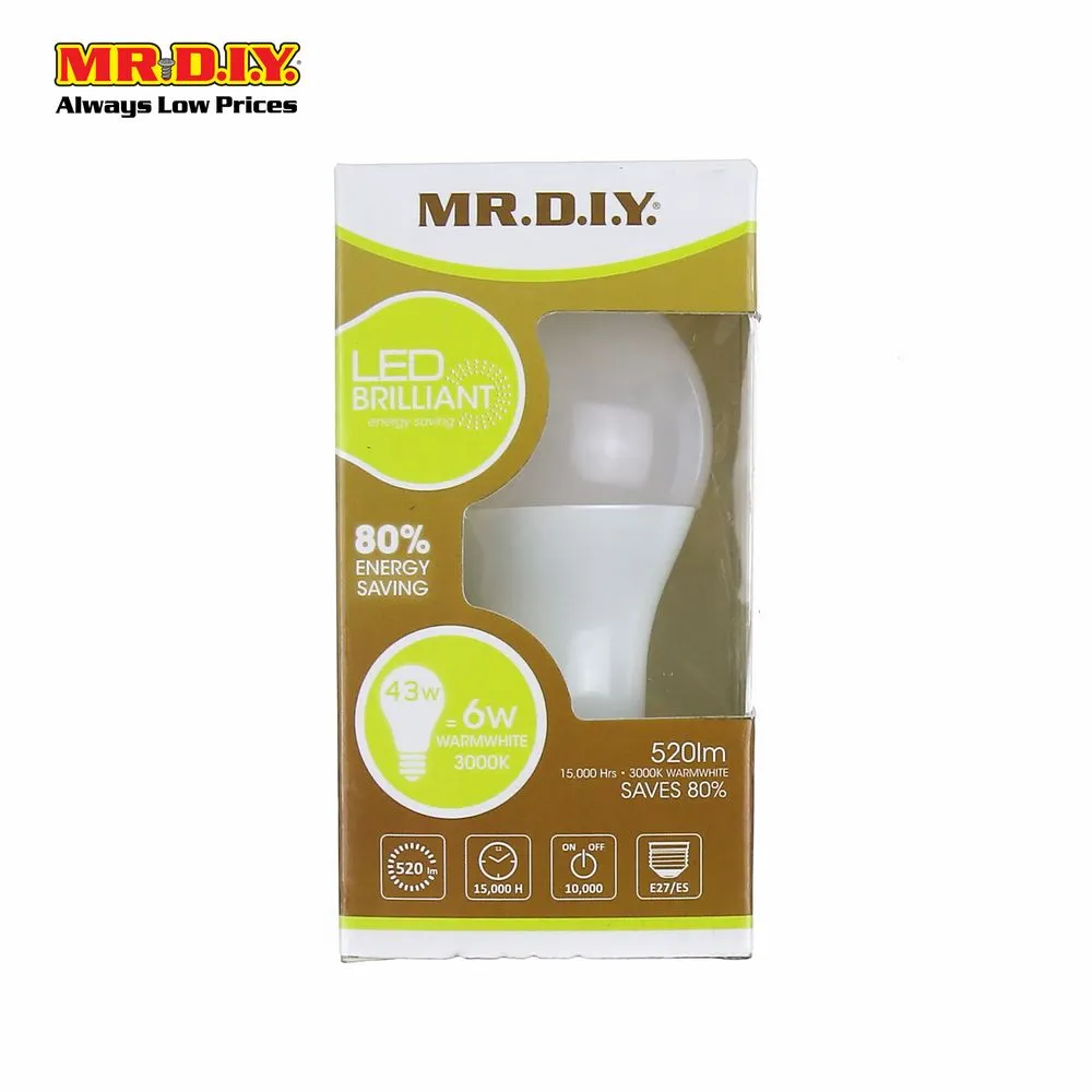 (MR.DIY) Brilliant LED Bulb Warm White 6W