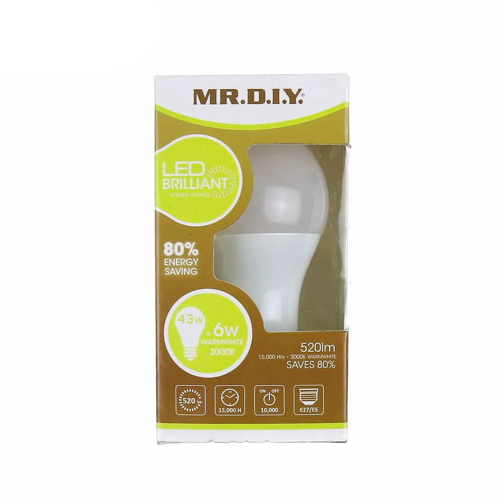 (MR.DIY) Brilliant LED Bulb Warm White 6W