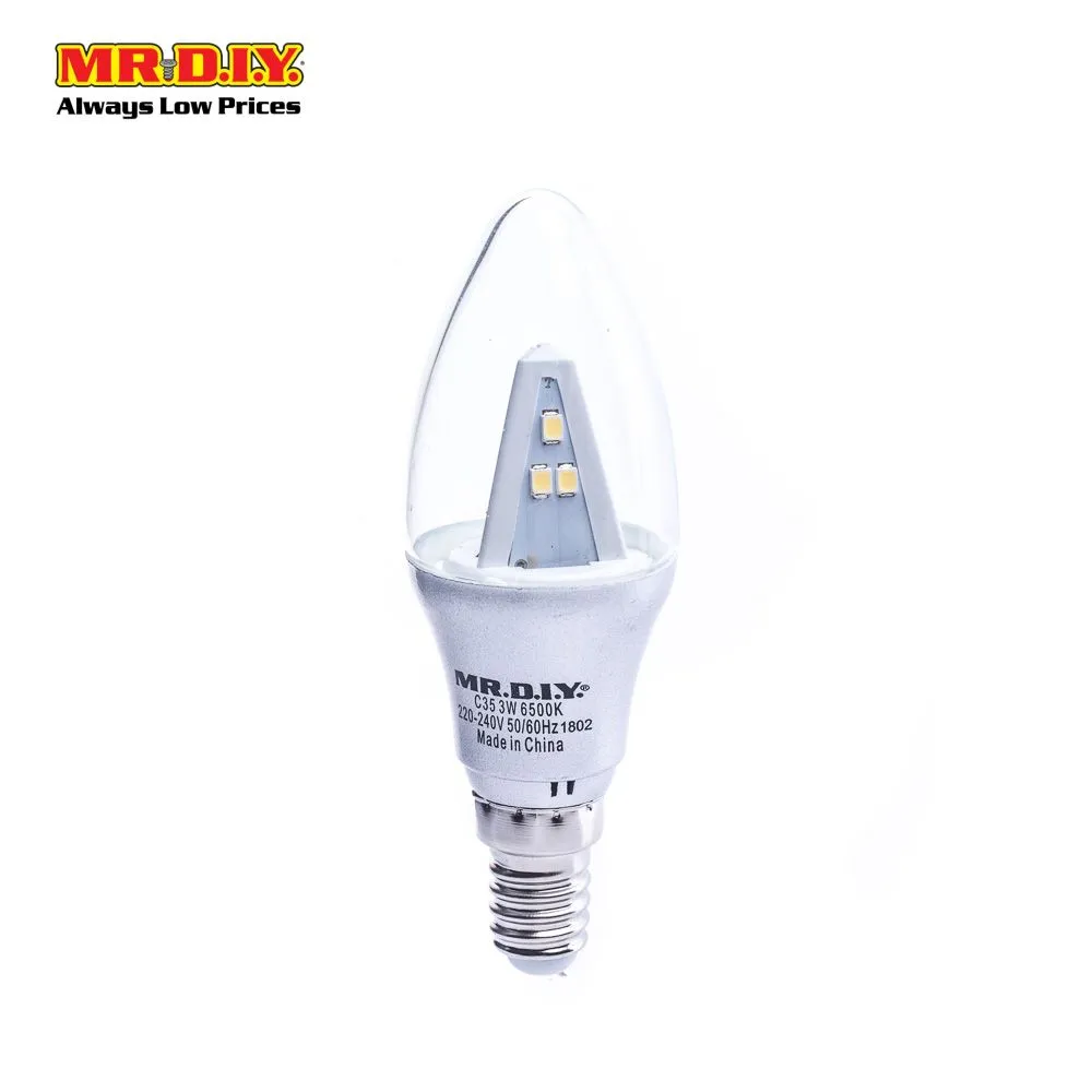 (MR.DIY) Candle Shape LED Bulb Daylight 3W C35