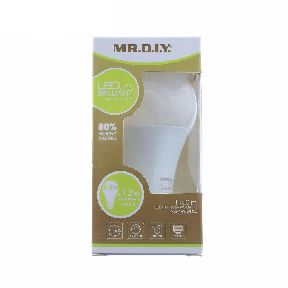 (MR.DIY) LED Brilliant Round shape Bulb Warm White 12W