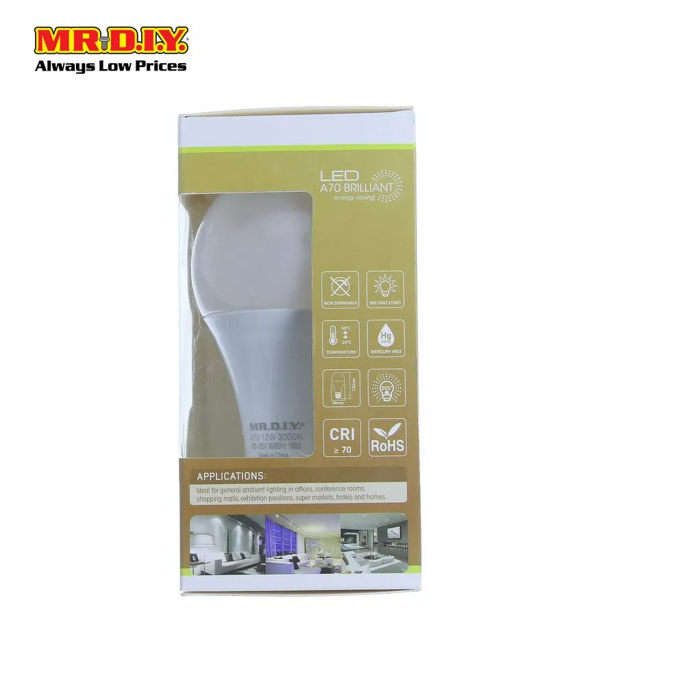 (MR.DIY) LED Brilliant Round shape Bulb Warm White 12W