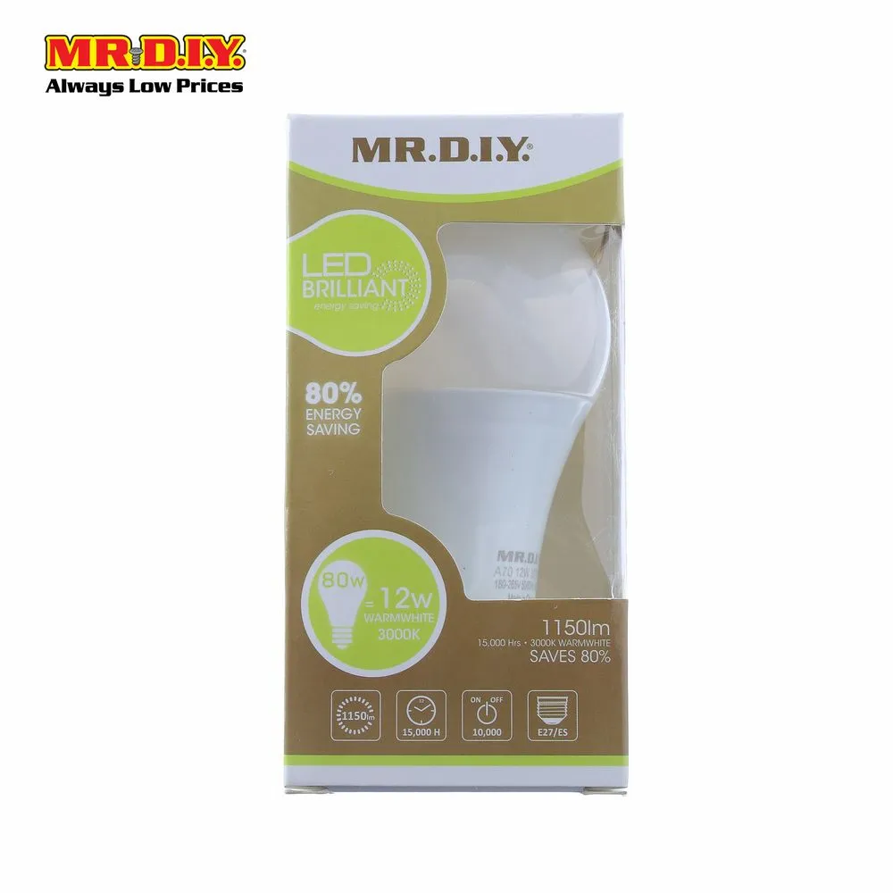 (MR.DIY) LED Brilliant Round shape Bulb Warm White 12W