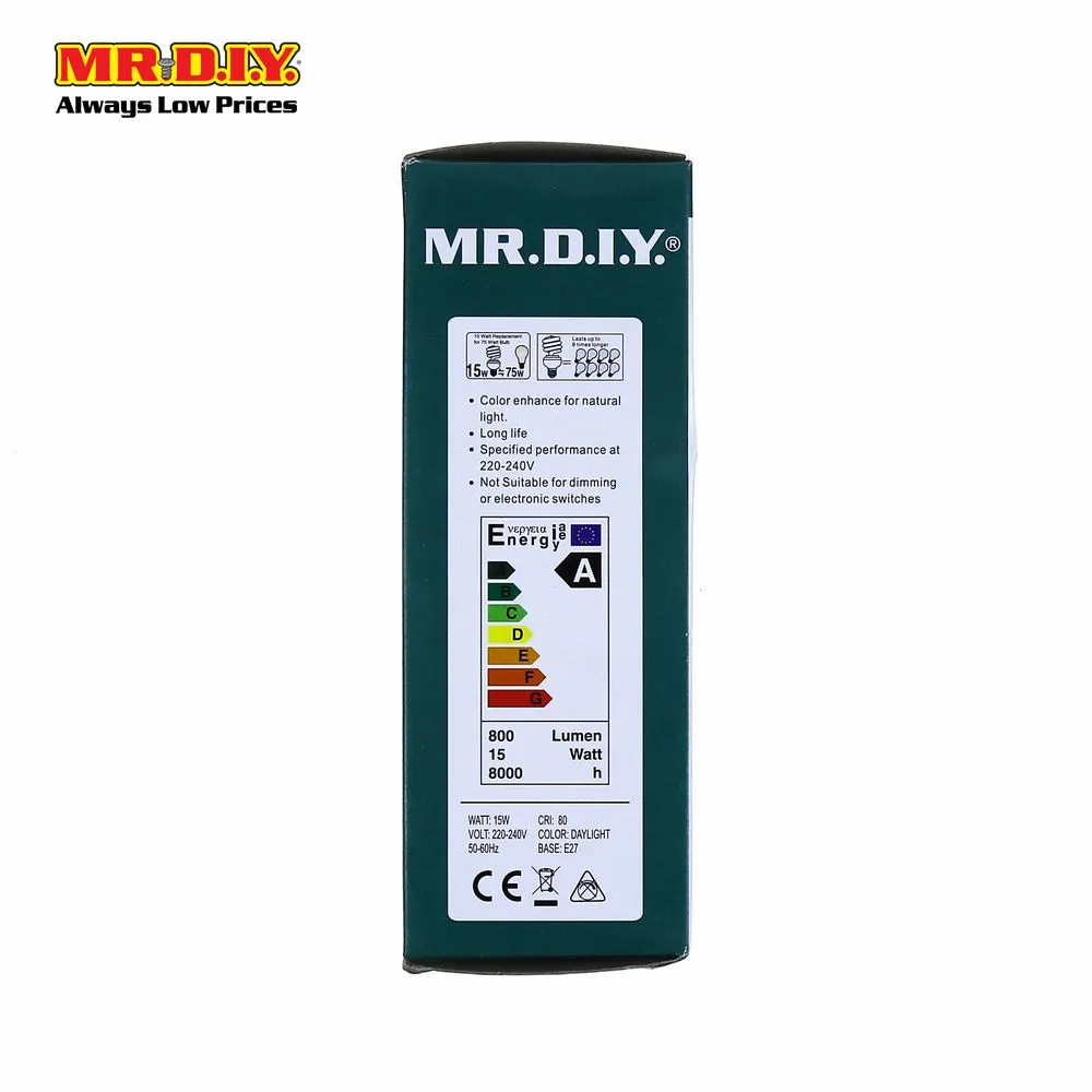 (MR.DIY) Spiral LED Bulb Daylight E27 (15W)