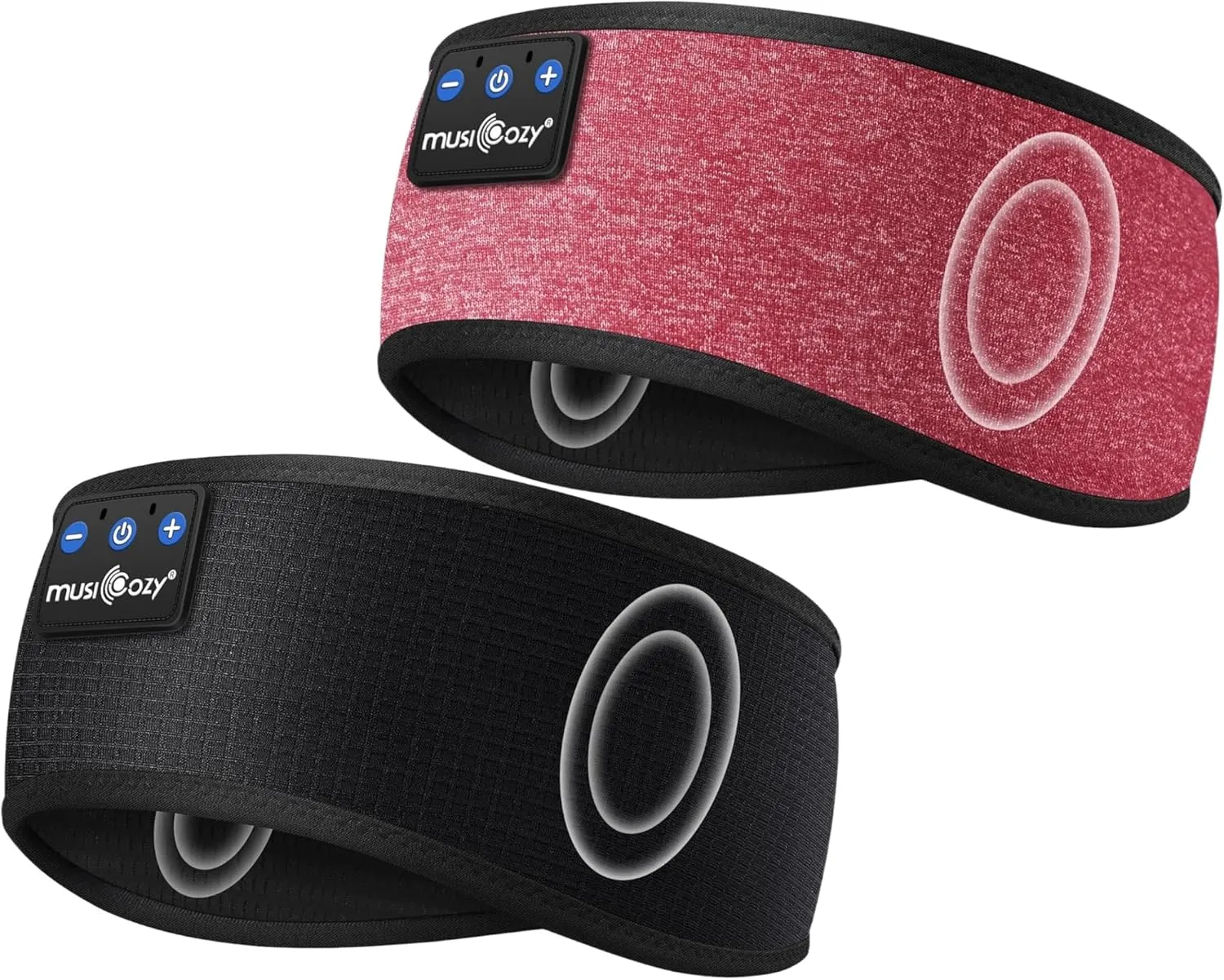 MUSICOZY Sleep Headphones Bluetooth Headband, Sleep Mask with Bluetooth Sleep Headphones, Sports Sleeping Headphones Sleep Earbuds with Ultra-Thin HD Stereo Speakers for Travel Workout, 2 Packs