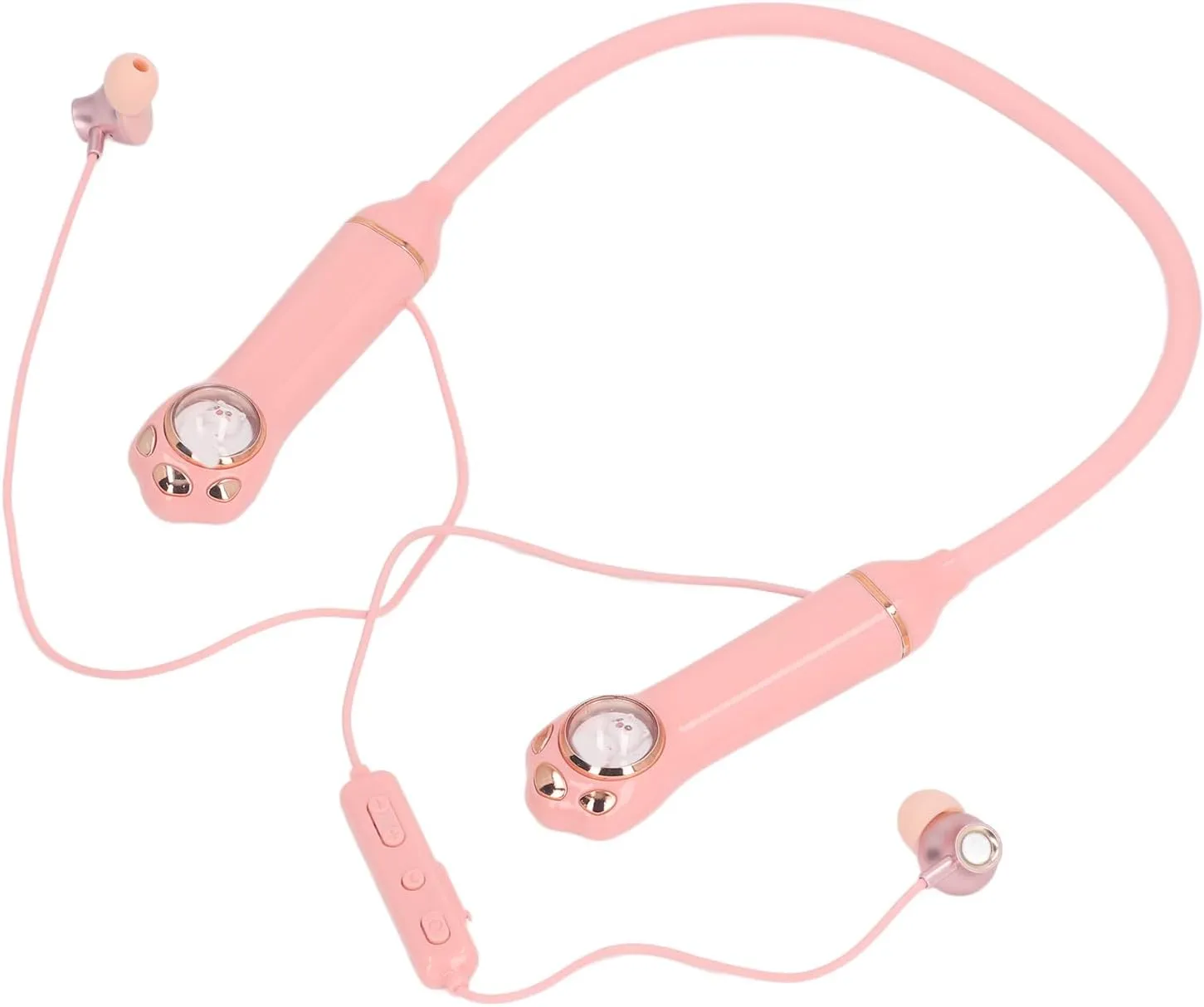 Neckband Bluetooth Headphones, Wireless Bluetooth 5.3 Stereo Neckband Earbuds with Microphone, IPX5 Water Proof, 40H Long Playtime, Cute Cat Design (Roseate)