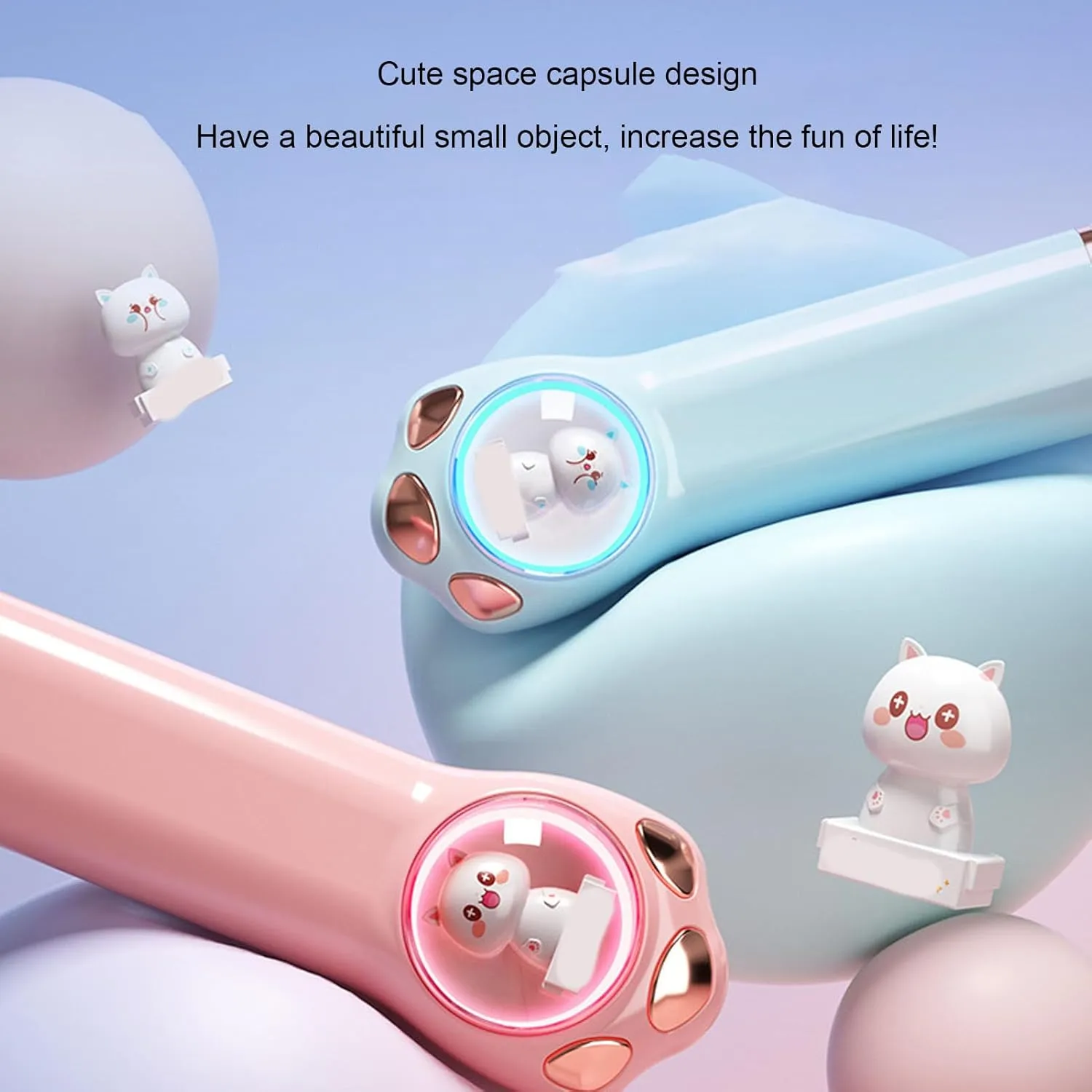 Neckband Bluetooth Headphones, Wireless Bluetooth 5.3 Stereo Neckband Earbuds with Microphone, IPX5 Water Proof, 40H Long Playtime, Cute Cat Design (Roseate)