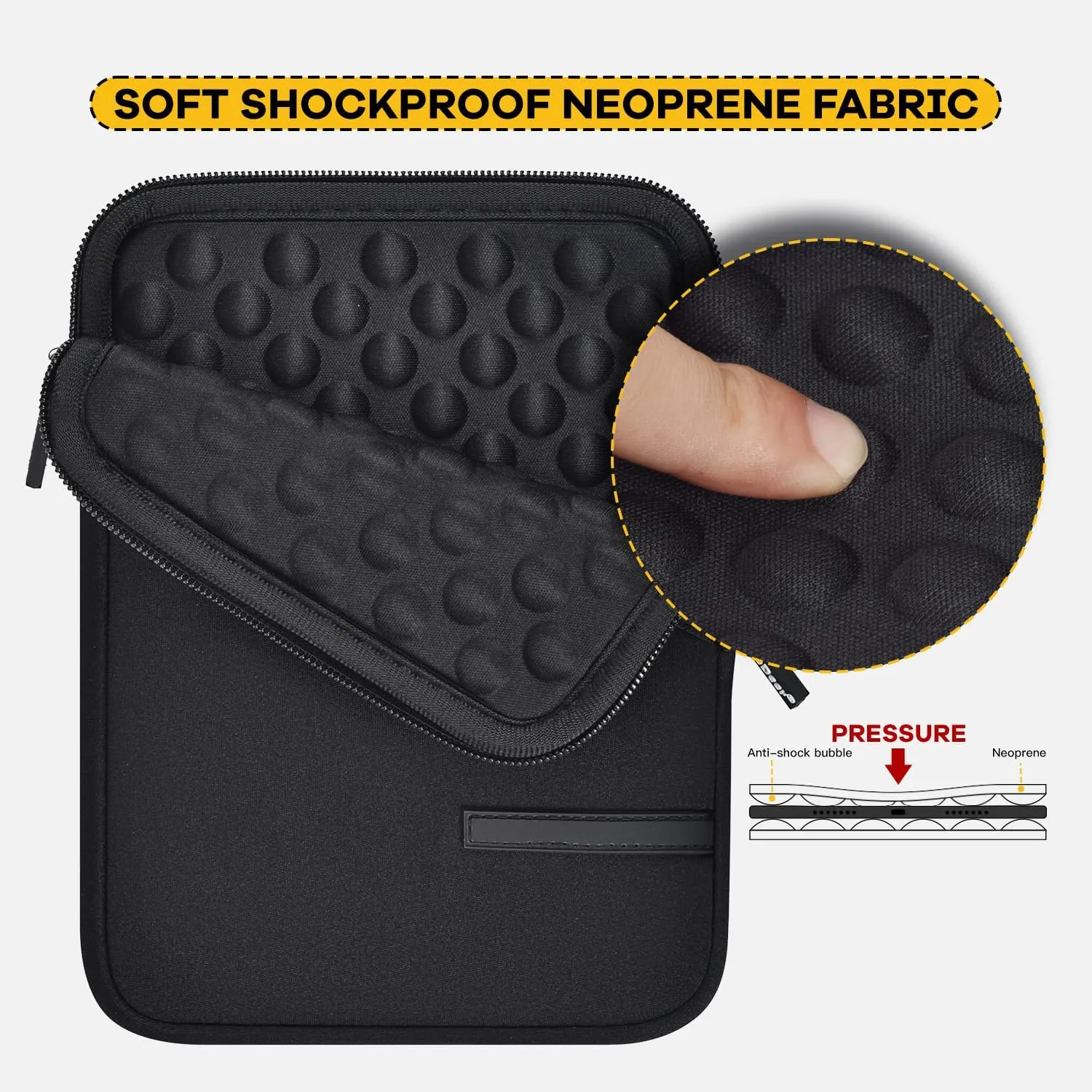 Neoprene Tablet Sleeve for 6-6.8" Amazon Kindle Paperwhite, Fire HD 7", 6" Kobo Clara 2E eReader Pouch Case Bag for 6" Kindle/Kindle Oasis/E-Reader, Black