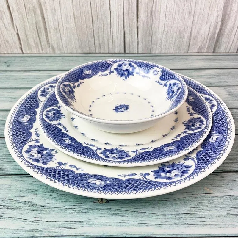 Netherfield Bone China Dinner Plate, Side Plate and Bowl Set