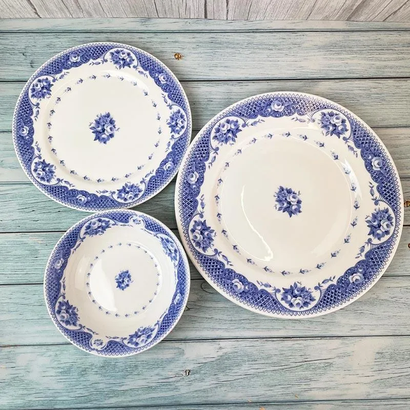 Netherfield Bone China Dinner Plate, Side Plate and Bowl Set