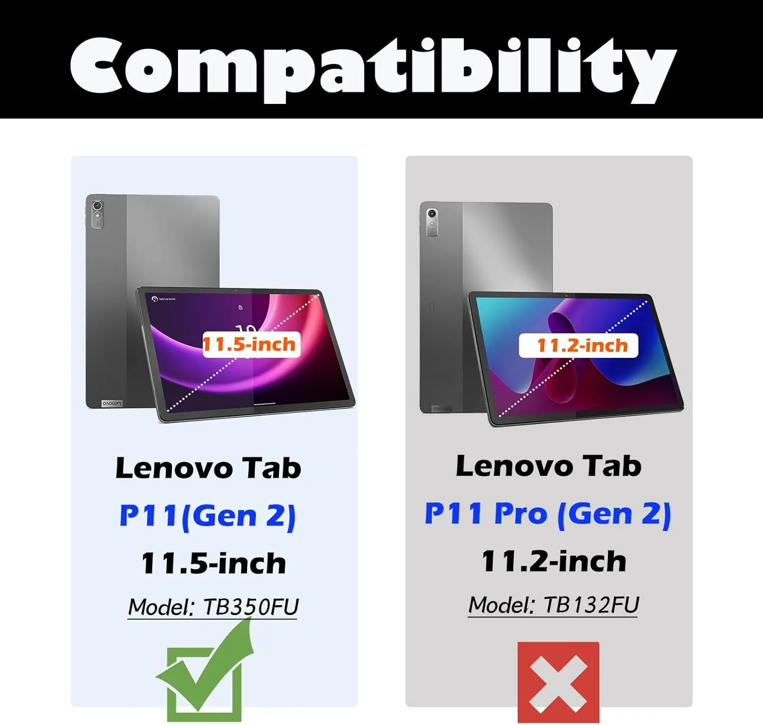 [NOT for Lenovo Tab P11 11''] YRH for Lenovo P11 Gen 2 Case [11.5 inch] 2023, Slim Light Hard Shell Case for Lenovo Tab P11 2nd Gen (TB350FU), Darkblue