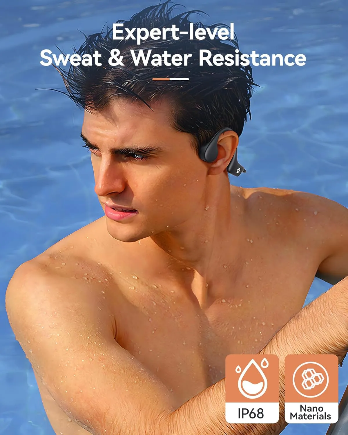 Open Ear Sport Headphones, Wireless Bone Conduction Earphones, Built-in 32GB MP3,with Mic, IP68, Sweat & Water Resistant, Up to 8 Hours Battery, Bluetooth 5.3,for Running,Workouts