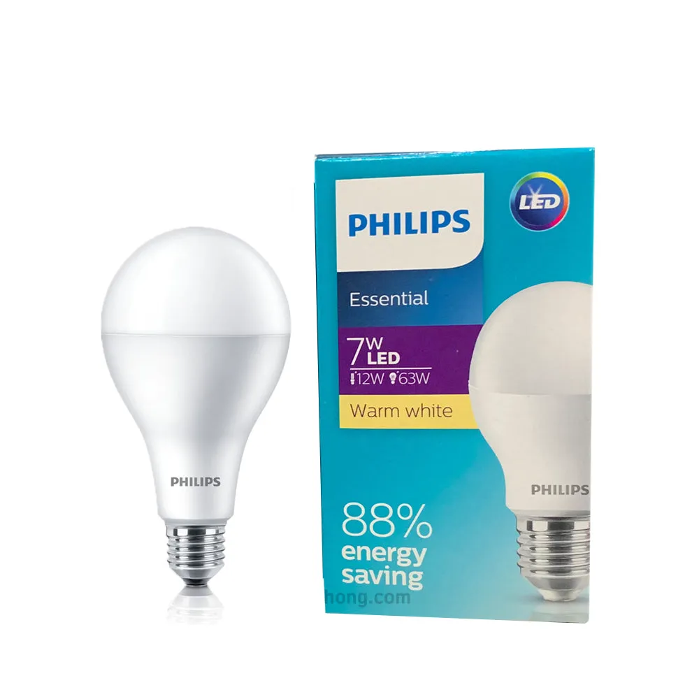 PHILIPS Essential Round Shape LED Bulb Warm White 7W