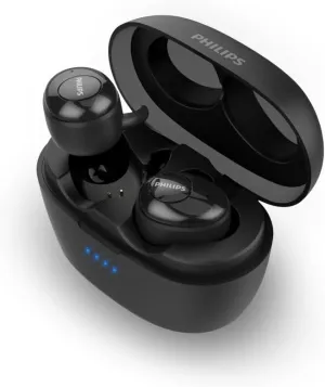 Philips UpBeat SHB2505 Bluetooth 5.0 Wireless in-Ear Earbuds, TWS Stereo with Up to 3 9 Hours of Playtime, USB-Quick Charging Case - Black (SHB2505BK)