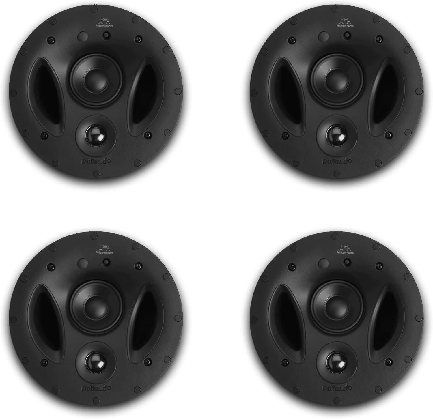 Polk Audio 70-RT 3-Way in-Ceiling Speakers (2 Pairs) - The Vanishing Series | 4 Speakers | Power Port | White, Paintable Grille | Dual Band-Pass Bass Ports