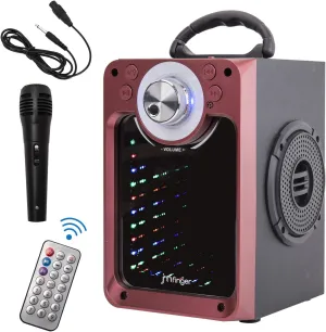 Portable Bluetooth Speaker with Subwoofer Rich Bass Wireless Stereo Outdoor/Indoor PA Speakers ,DJ Lights, Microphone, Recording,MP3/USB/SD,Built-in Rechargeable Battery