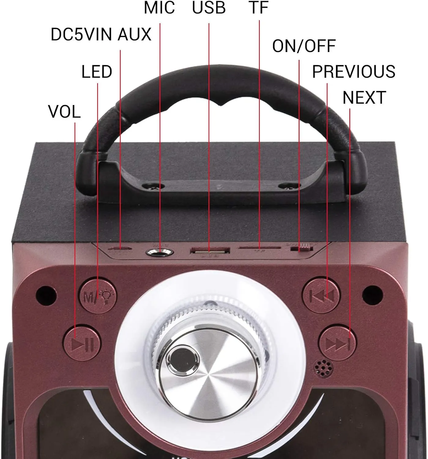 Portable Bluetooth Speaker with Subwoofer Rich Bass Wireless Stereo Outdoor/Indoor PA Speakers ,DJ Lights, Microphone, Recording,MP3/USB/SD,Built-in Rechargeable Battery