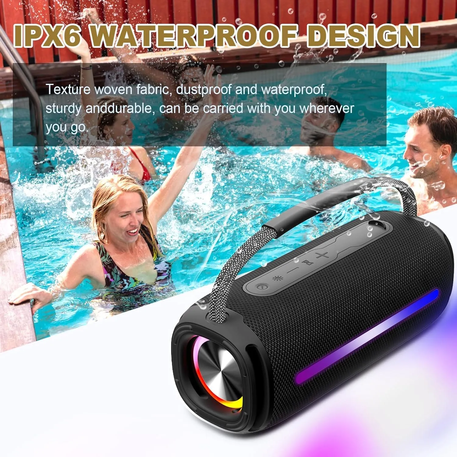 Portable Intelligent Wireless Speaker, Dual Speakers, Powerful Sound and Deep Bass, Support U Disk/TF Card Play, Waterproof Bluetooth Speakers for Outdoor,Party,Home,Beach,Camping. Blue