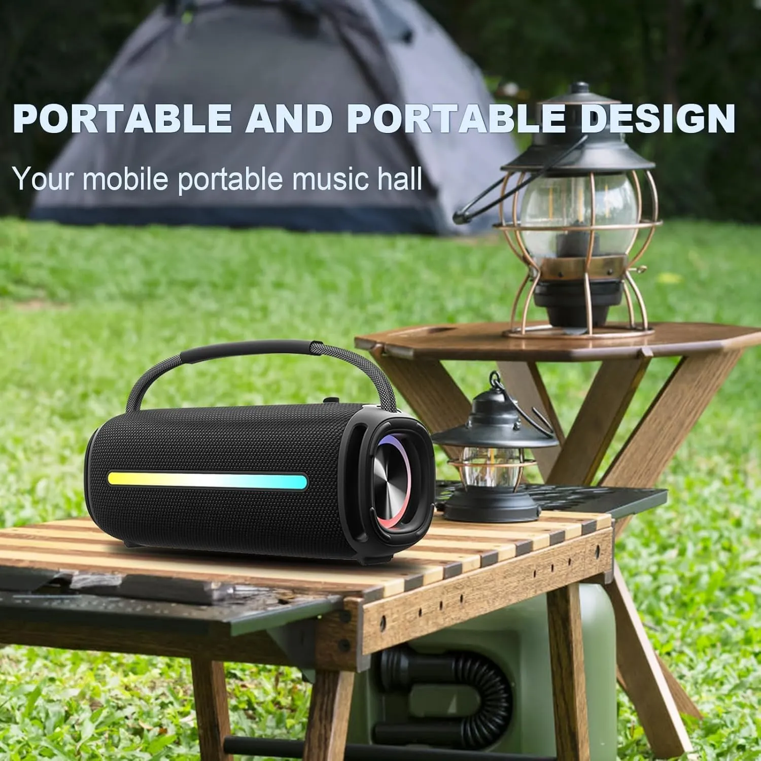 Portable Intelligent Wireless Speaker, Dual Speakers, Powerful Sound and Deep Bass, Support U Disk/TF Card Play, Waterproof Bluetooth Speakers for Outdoor,Party,Home,Beach,Camping. Blue