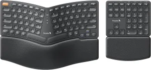 ProtoArc Wireless Ergonomic Keyboard, EK04 2.4GHz Wireless Ergo Keyboard with Separate Numeric Keypad, Split Design, Wrist Rest, Rechargeable, for Desktop, PC, Laptop
