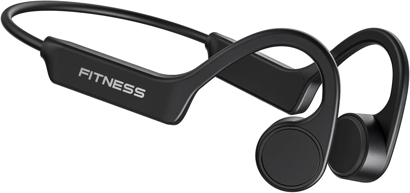 PSIER Bone Conduction Headphones, Open Ear Bluetooth 5.3 Wireless Headphone, Bone Conduction Earbuds 8H Playtimes Sports Earphones with Mic, IPX6 Waterproof Earbuds for Hiking, Cycling, Gym, Black