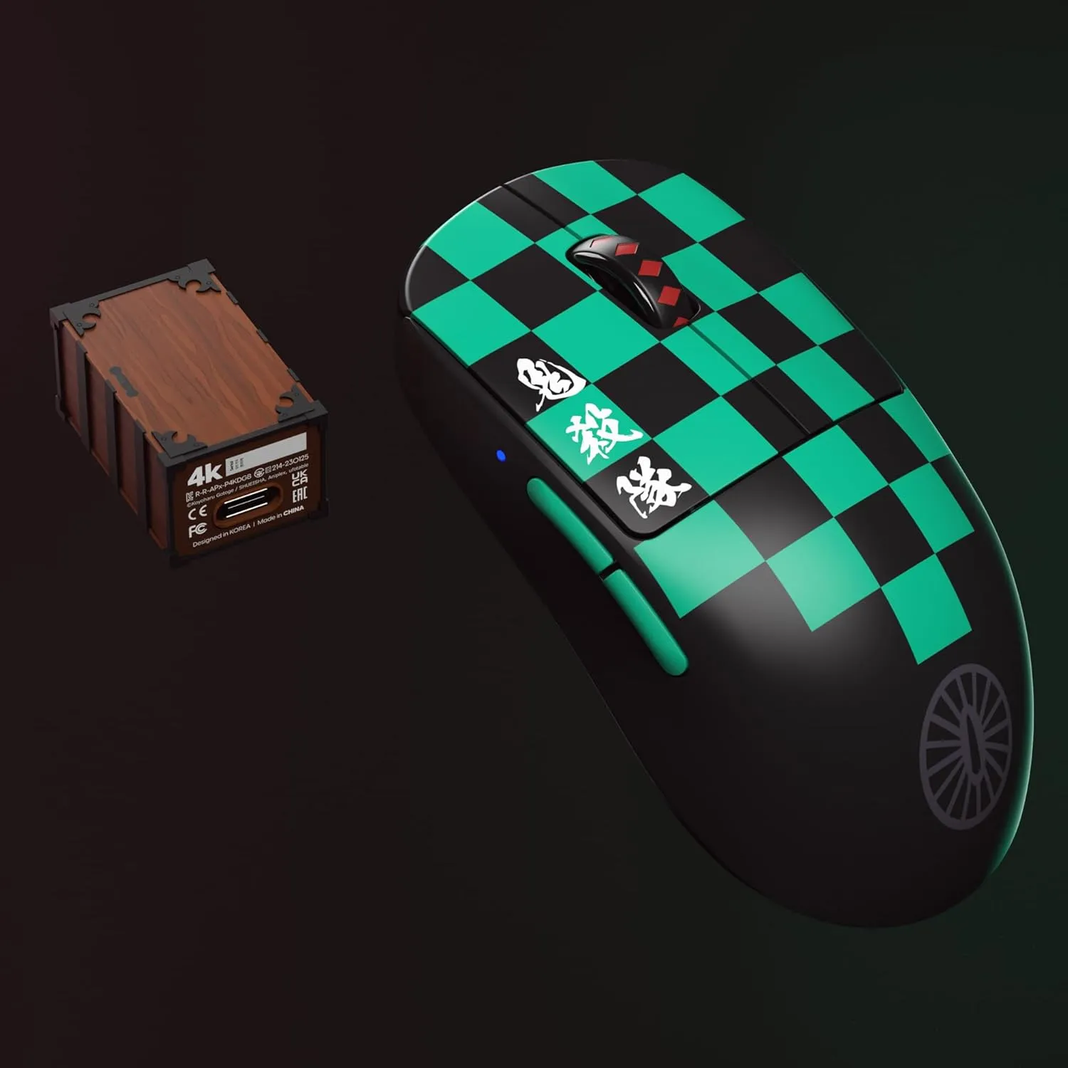 Pulsar Gaming Gears [Pulsar x Demon Slayer X2V2 Medium Wireless Gaming Mouse, 4K PC Mouse Mac Computer Mice, Optical Collectible Mouse, 26000 DPI, KAMADO TANJIRO (Superglide&4K dongle Included)
