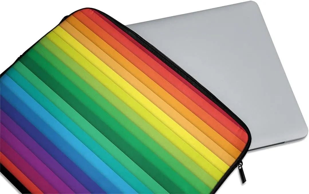 Rainbow Striped 14" Zipper Neoprene Sleeve Carrying Case Compatible with Acer, Asus, Dell, Lenovo, MacBook Laptops