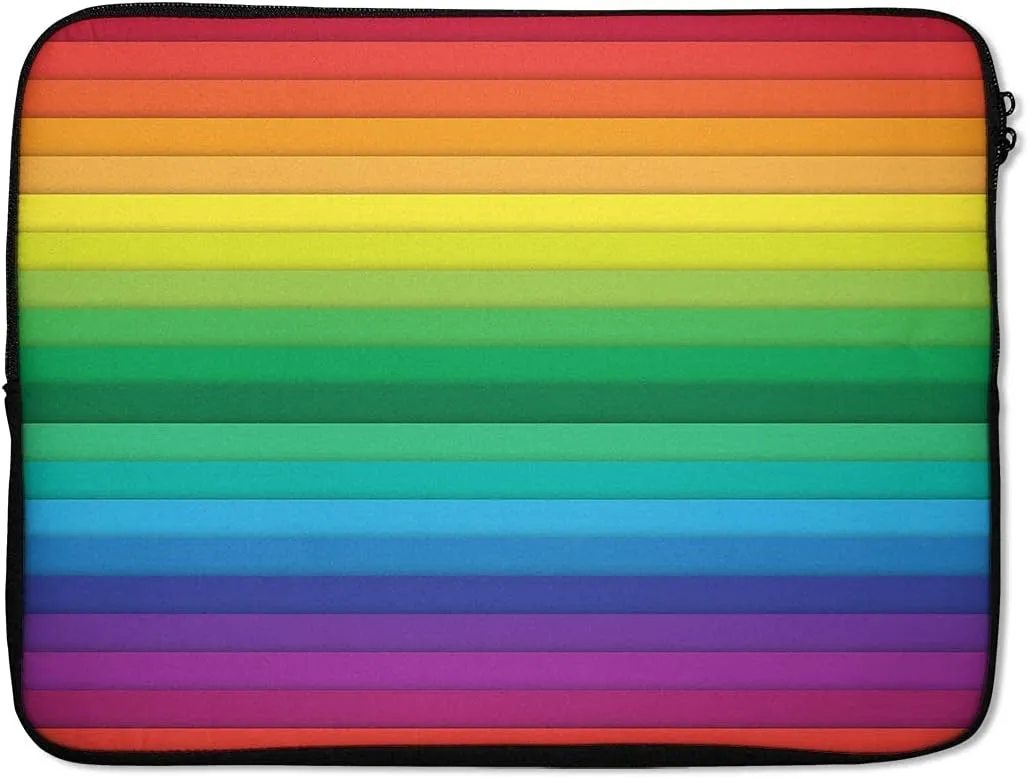 Rainbow Striped 14" Zipper Neoprene Sleeve Carrying Case Compatible with Acer, Asus, Dell, Lenovo, MacBook Laptops