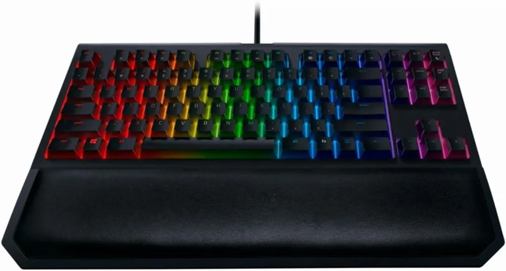 Razer BlackWidow TE Chroma v2 TKL Tenkeyless Mechanical Gaming Keyboard: Yellow Key Switches, Linear & Silent, Chroma RGB Lighting, Magnetic Wrist Rest, Programmable Macros, Classic Black