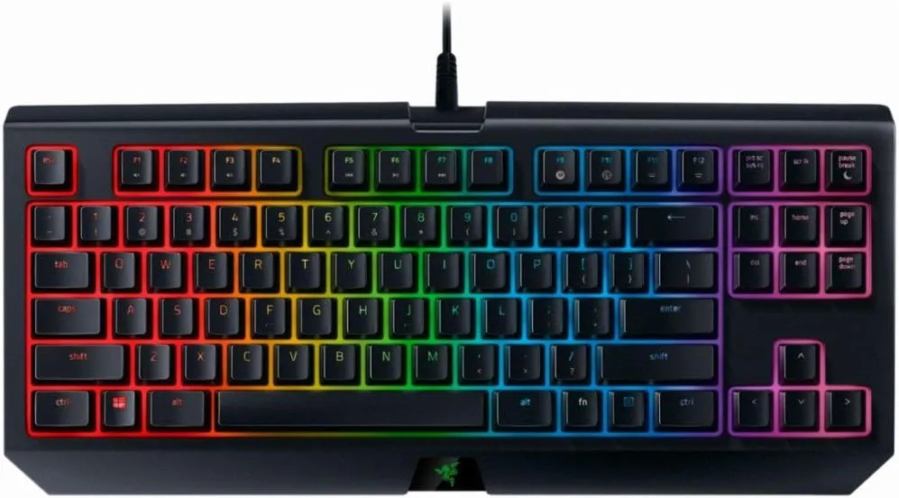Razer BlackWidow TE Chroma v2 TKL Tenkeyless Mechanical Gaming Keyboard: Yellow Key Switches, Linear & Silent, Chroma RGB Lighting, Magnetic Wrist Rest, Programmable Macros, Classic Black