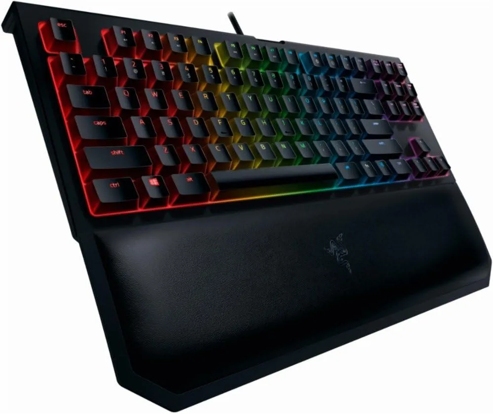 Razer BlackWidow TE Chroma v2 TKL Tenkeyless Mechanical Gaming Keyboard: Yellow Key Switches, Linear & Silent, Chroma RGB Lighting, Magnetic Wrist Rest, Programmable Macros, Classic Black