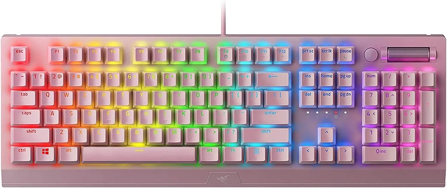 Razer BlackWidow V3 Mechanical Gaming Keyboard: Green Mechanical Switches - Tactile & Clicky - Chroma RGB Lighting - Compact Form Factor - Programmable Macro Functionality - Quartz