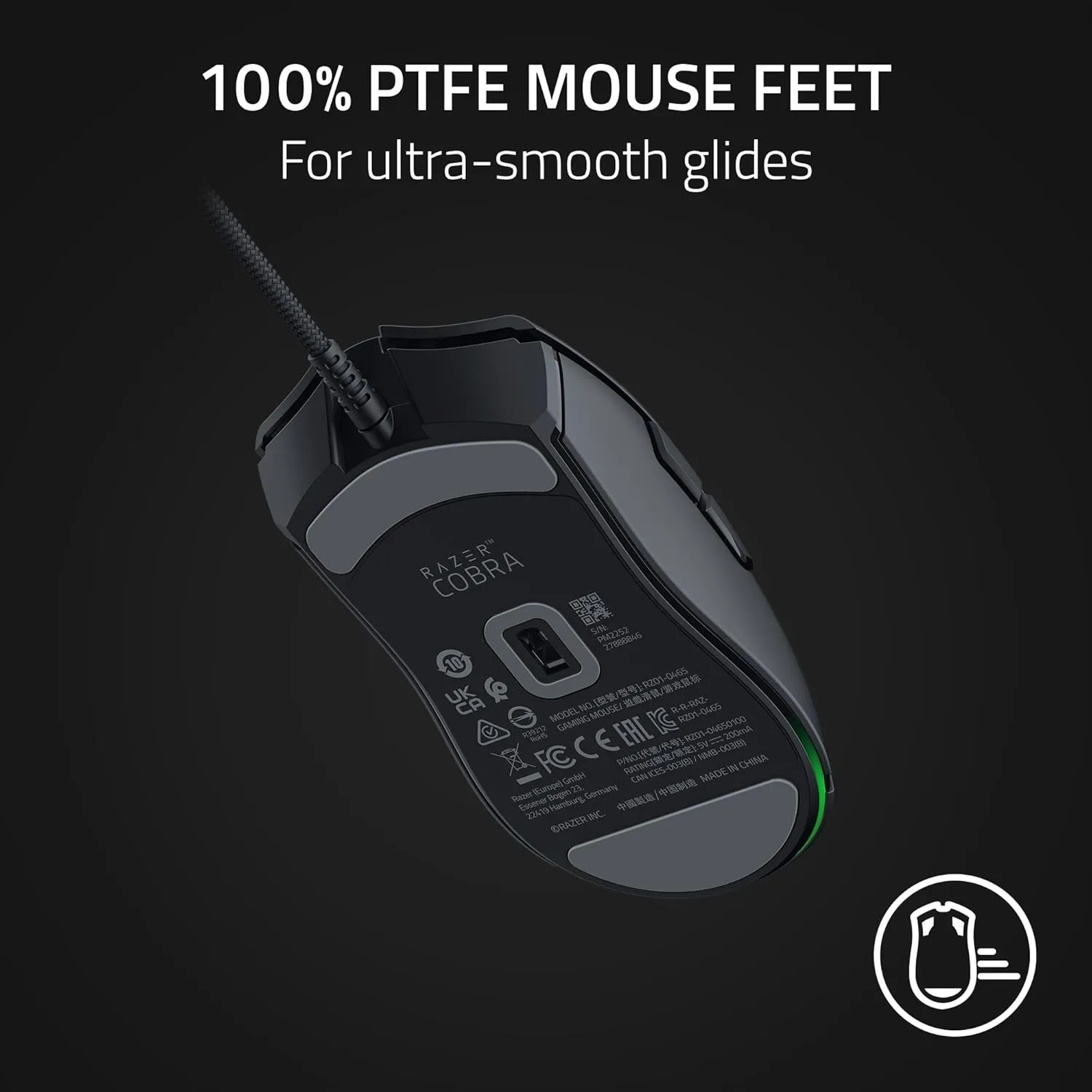 Razer Cobra Gaming Mouse: 58g, Gen-3 Optical Switches, Chroma RGB Lighting, 8500 DPI Sensor, PTFE Feet, Speedflex Cable - Black